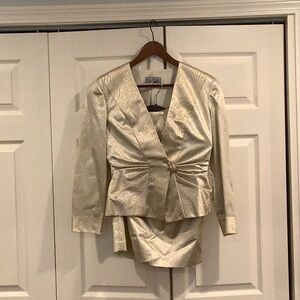 Vintage AJ Bari gold lame 2pc suit